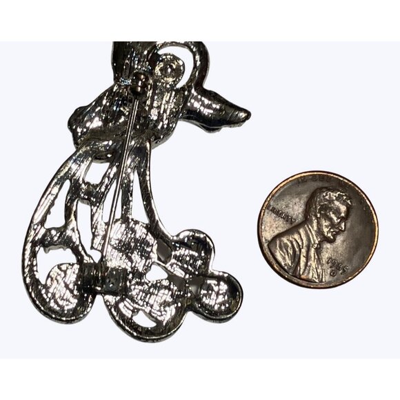 Silver Tone Angel Brooch Pin With Rhinestone Accents In Gift Box - Picture 5 of 8